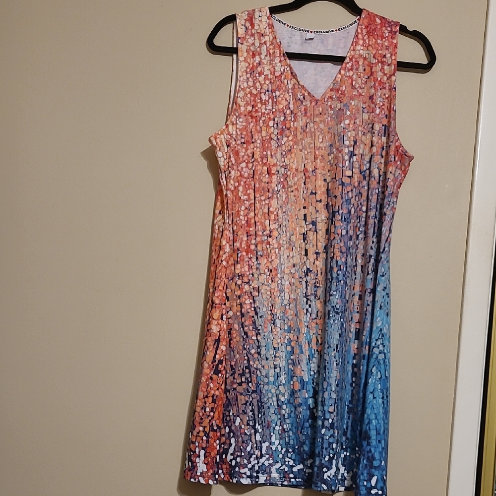 Colorful Sleeveless V-Neck Dress
